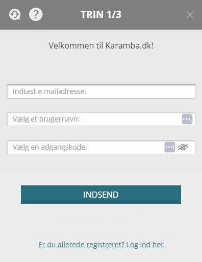 account sign up karamba 